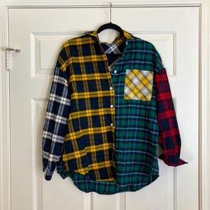 SHEIN Patchwork Flannel Shirt